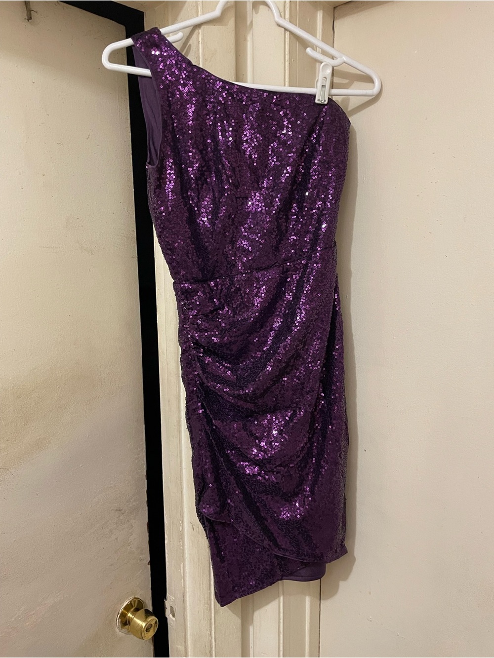 Grace Karin Purple Sequin One Shoulder Bodycon Cocktail Dress Size S